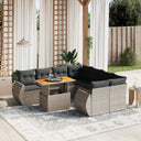 vidaXL 9-delige Loungeset met kussens poly rattan zwart