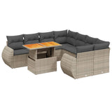 vidaXL 9-delige Loungeset met kussens poly rattan zwart
