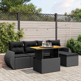 vidaXL 6-Piece Lounge Set with Cushions Poly Rattan Black