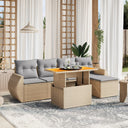 vidaXL 6-Piece Lounge Set with Cushions Poly Rattan Black