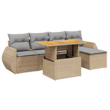 vidaXL 6-Piece Lounge Set with Cushions Poly Rattan Black