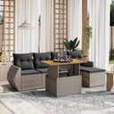 vidaXL 6-Piece Lounge Set with Cushions Poly Rattan Black
