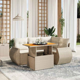 vidaXL 5-delige Loungeset met kussens poly rattan zwart