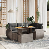 vidaXL 5-delige Loungeset met kussens poly rattan zwart