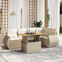 vidaXL 6-delige Loungeset met kussens poly rattan zwart