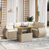vidaXL 6-delige Loungeset met kussens poly rattan zwart