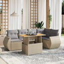 vidaXL 6-delige Loungeset met kussens poly rattan zwart