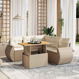 vidaXL 6-delige Loungeset met kussens poly rattan zwart