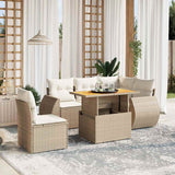 vidaXL 6-delige Loungeset met kussens poly rattan zwart