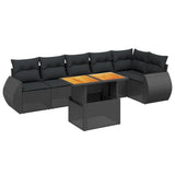 vidaXL 7-delige Loungeset met kussens poly rattan zwart