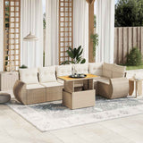 vidaXL 7-delige Loungeset met kussens poly rattan zwart