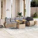 vidaXL 7-delige Loungeset met kussens poly rattan zwart