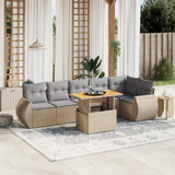 vidaXL 7-delige Loungeset met kussens poly rattan zwart