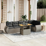 vidaXL 7-delige Loungeset met kussens poly rattan zwart