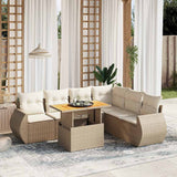 vidaXL 7-delige Loungeset met kussens poly rattan zwart
