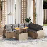 vidaXL 7-delige Loungeset met kussens poly rattan zwart