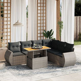 vidaXL 7-delige Loungeset met kussens poly rattan zwart