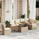 vidaXL 7-delige Loungeset met kussens poly rattan zwart