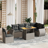 vidaXL 7-delige Loungeset met kussens poly rattan zwart