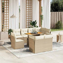 vidaXL 9-delige Loungeset met kussens poly rattan zwart