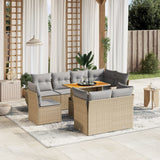 vidaXL 9-delige Loungeset met kussens poly rattan zwart