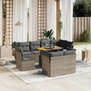 vidaXL 9-delige Loungeset met kussens poly rattan zwart
