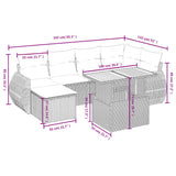 vidaXL 7-delige Loungeset met kussens poly rattan zwart