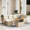 vidaXL 7-delige Loungeset met kussens poly rattan zwart