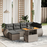 vidaXL 7-delige Loungeset met kussens poly rattan zwart