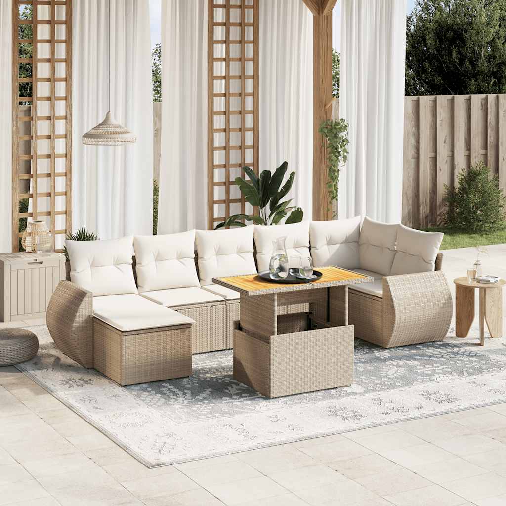 vidaXL 8-delige Loungeset met kussens poly rattan zwart