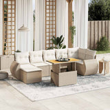 vidaXL 8-delige Loungeset met kussens poly rattan zwart