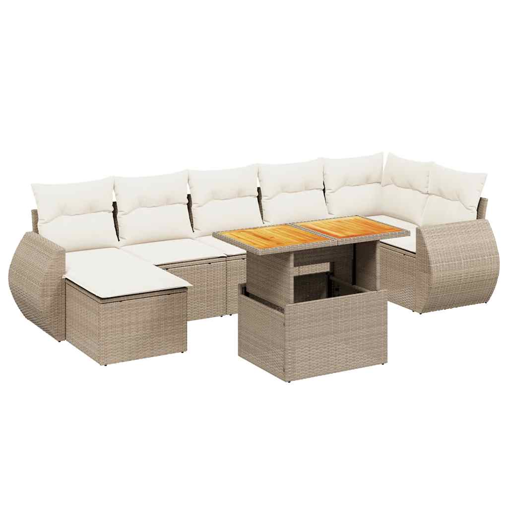 vidaXL 8-delige Loungeset met kussens poly rattan zwart