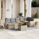 vidaXL 8-delige Loungeset met kussens poly rattan zwart
