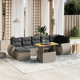 vidaXL 8-delige Loungeset met kussens poly rattan zwart