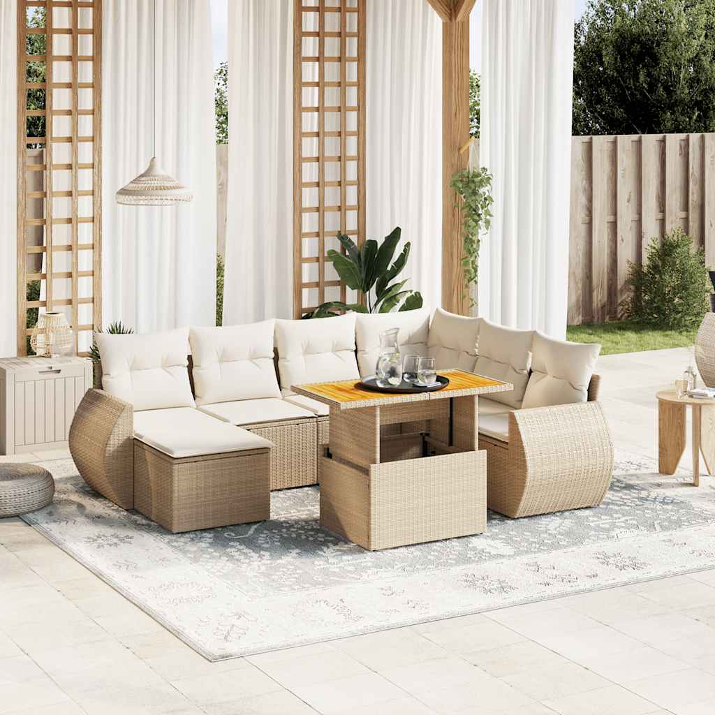 vidaXL 8-delige Loungeset met kussens poly rattan zwart