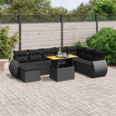 vidaXL 9-piece Lounge Set with Cushions Poly Rattan Black