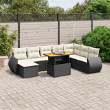 vidaXL 9-piece Lounge Set with Cushions Poly Rattan Black