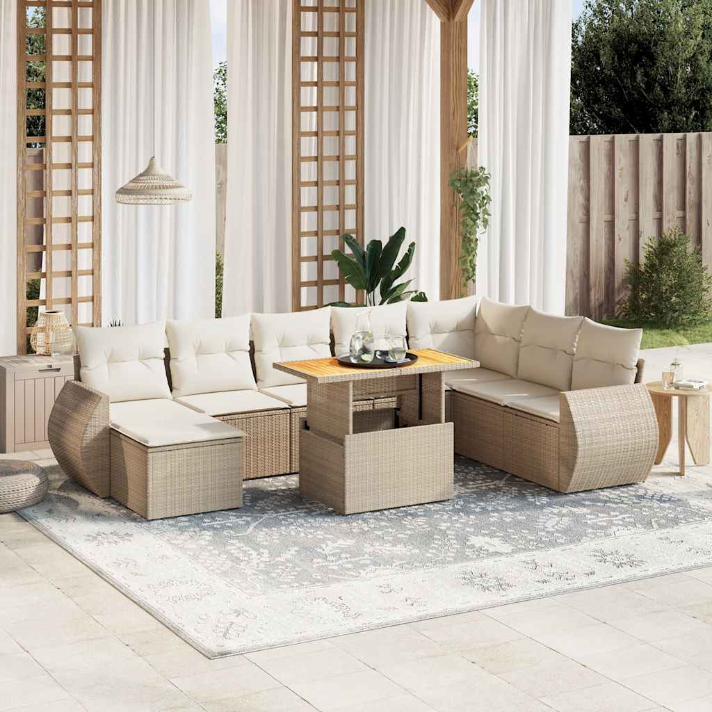 vidaXL 9-piece Lounge Set with Cushions Poly Rattan Black