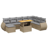 vidaXL 9-piece Lounge Set with Cushions Poly Rattan Black