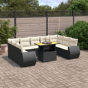vidaXL 10-Piece Lounge Set with Cushions Poly Rattan Black