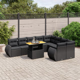 vidaXL 10-Piece Lounge Set with Cushions Poly Rattan Black