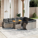 vidaXL 10-Piece Lounge Set with Cushions Poly Rattan Black