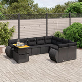 vidaXL 10-Piece Lounge Set with Cushions Poly Rattan Black