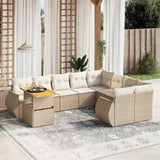 vidaXL 10-Piece Lounge Set with Cushions Poly Rattan Black