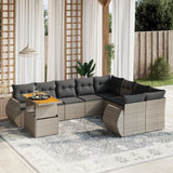 vidaXL 10-Piece Lounge Set with Cushions Poly Rattan Black