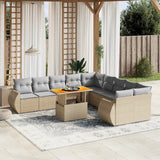 vidaXL 11-delige Loungeset met kussens poly rattan zwart