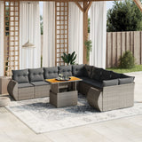 vidaXL 11-delige Loungeset met kussens poly rattan zwart
