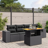 vidaXL 5-Piece Lounge Set with Cushions Poly Rattan Black