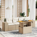 vidaXL 5-Piece Lounge Set with Cushions Poly Rattan Black