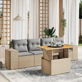vidaXL 5-Piece Lounge Set with Cushions Poly Rattan Black